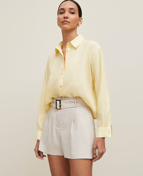 Petite Cropped Linen Shirt