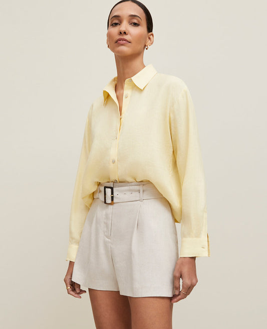 Petite Cropped Linen Shirt