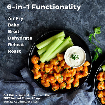 Instant Vortex Plus 4QT Air Fryer, Custom Program Options, 6-in-1 Functions Crisps, Broils, Roasts, Dehydrates, Bakes, Reheats, 100+ In-App Recipes, from the Makers of Instant Pot, Stainless Steel