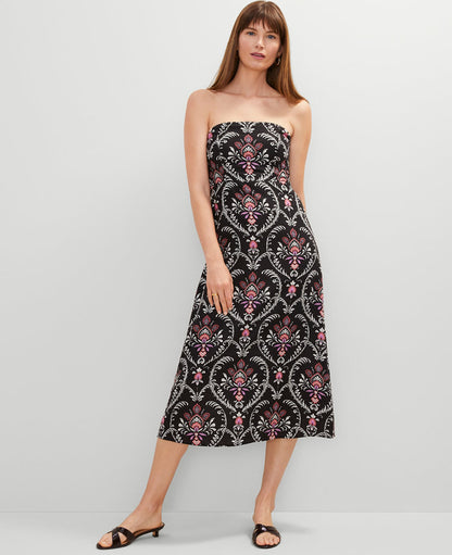 Floral Linen Blend Midi Dress