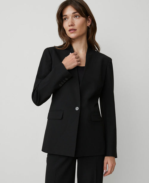 The Petite Collarless Blazer in Seasonless Stretch