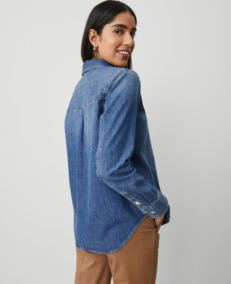 Petite Weekend Collection Denim Pocket Shirt