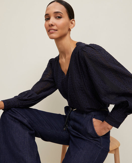 Embroidered V-Neck Popover