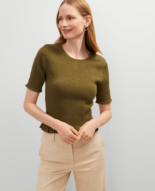 Smocked Ruffle Trimmed Top