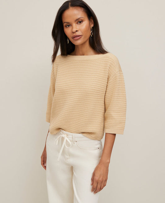 Geo Stitch Boatneck Sweater