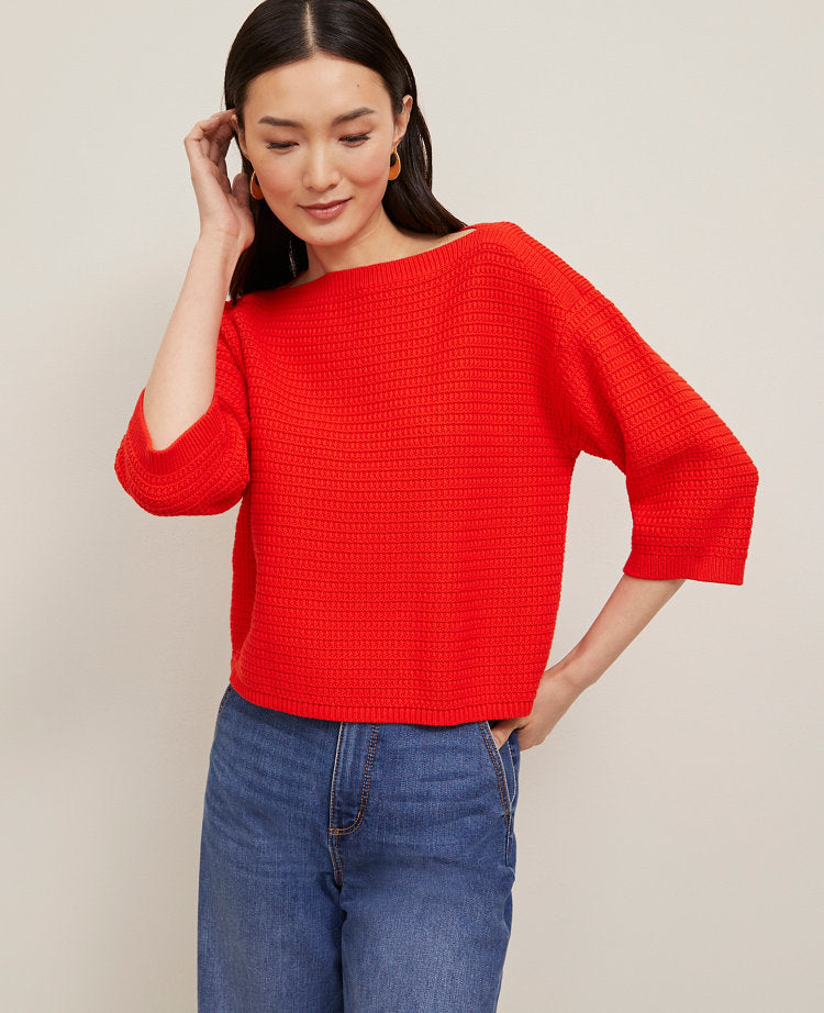 Geo Stitch Boatneck Sweater