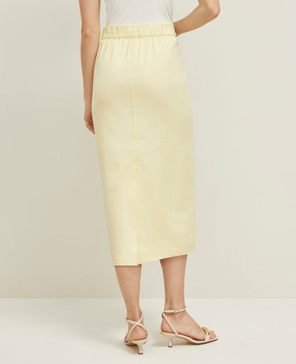 Linen Blend Clean Midi Skirt