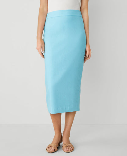 Linen Blend Clean Midi Skirt