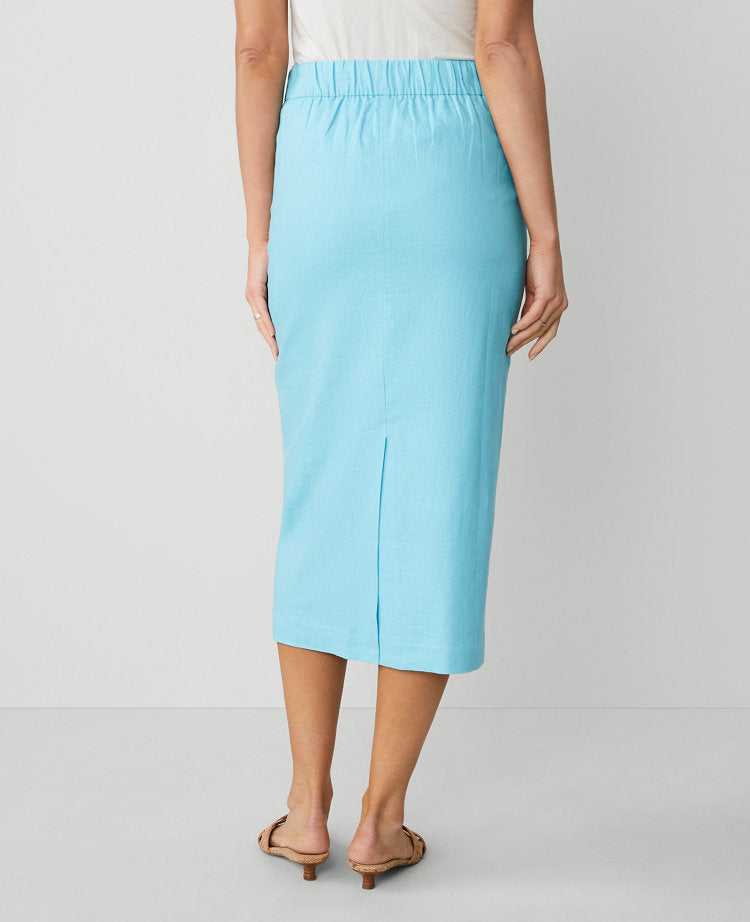 Linen Blend Clean Midi Skirt