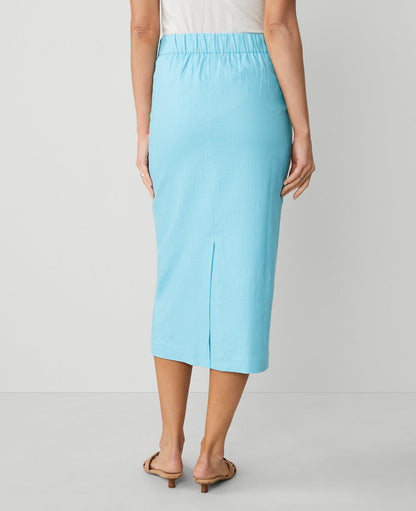 Linen Blend Clean Midi Skirt