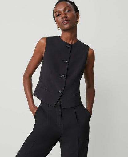 The Petite Cropped Vest in Fluid Crepe