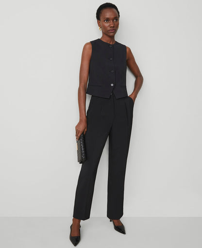 The Petite Cropped Vest in Fluid Crepe