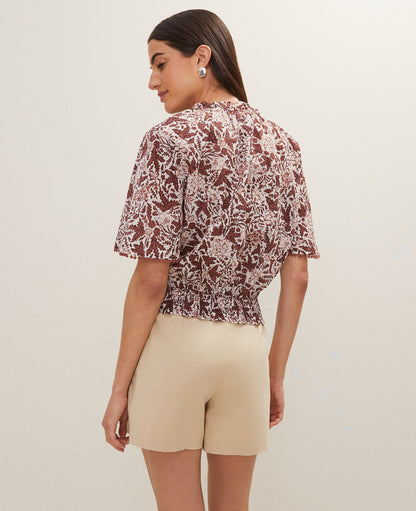 Weekend Collection Floral Tie Neck Blouse