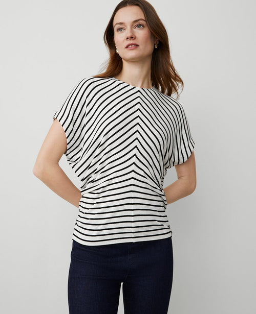 Striped Bias Cap Sleeve Top