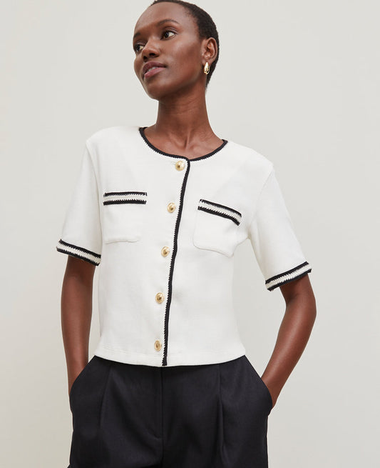 Crochet Trim Knit Jacket