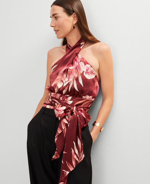 Studio Collection Twist Halter Top in Tropical Print