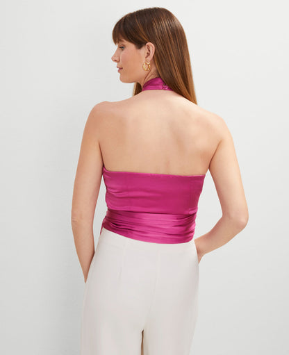 Studio Collection Twist Halter Tie Top
