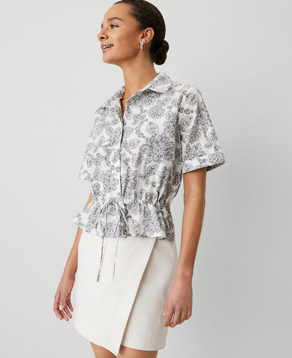 Weekend Collection Paisley Tie Waist Peplum Shirt