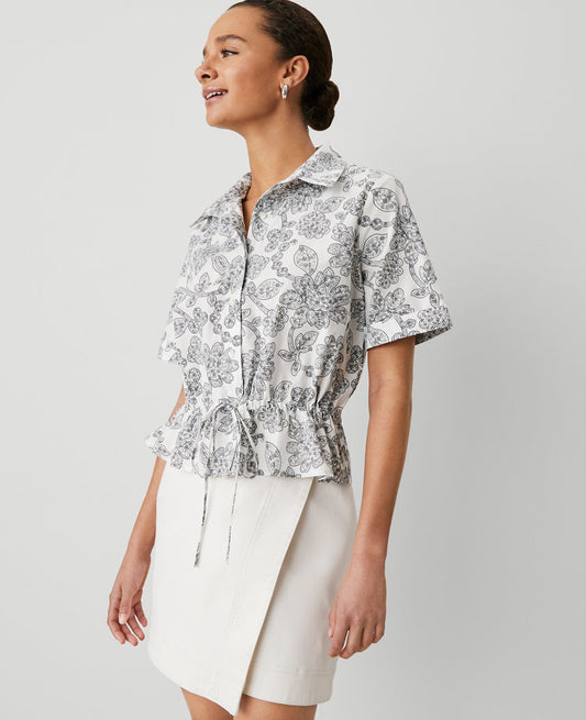 Weekend Collection Paisley Tie Waist Peplum Shirt