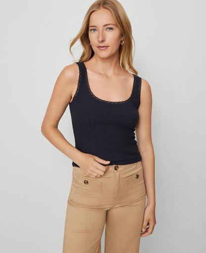 Weekend Collection Lace Trim Tank Top