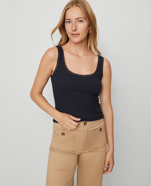 Weekend Collection Lace Trim Tank Top