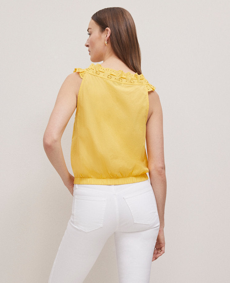 Weekend Collection Eyelet Tie Neck Top