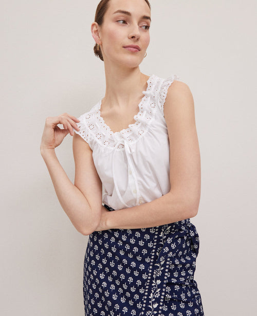 Weekend Collection Eyelet Tie Neck Top