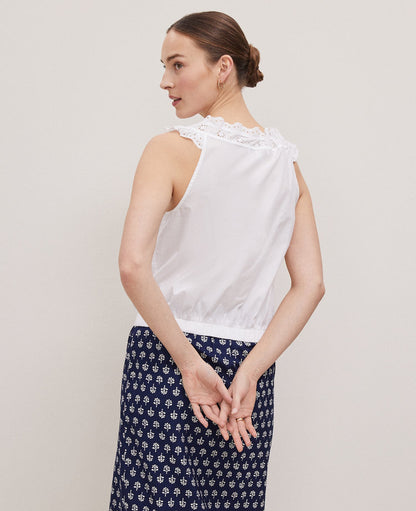 Weekend Collection Eyelet Tie Neck Top