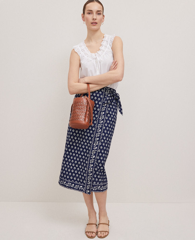 Weekend Collection Eyelet Tie Neck Top