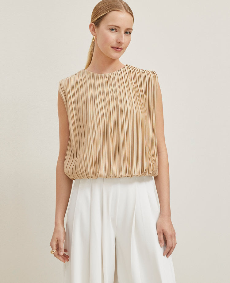 Pleated Bubble Hem Top