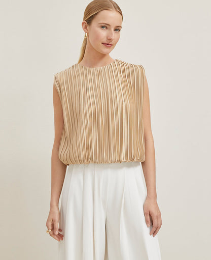 Pleated Bubble Hem Top