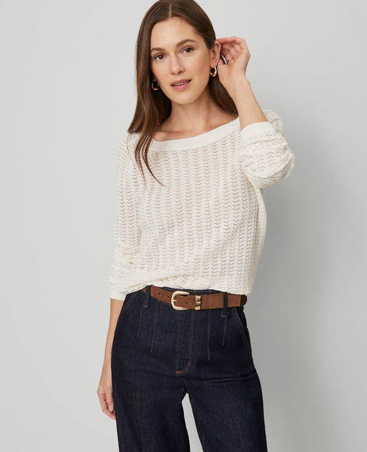 Pointelle Boatneck Sweater