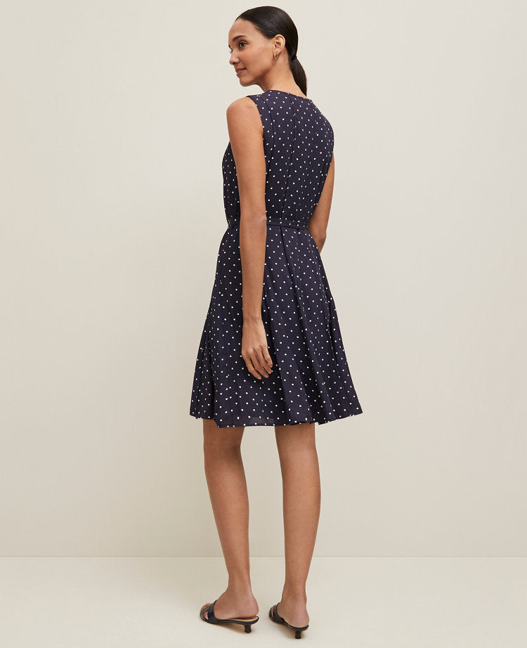 Dotted Belted Flare Dress