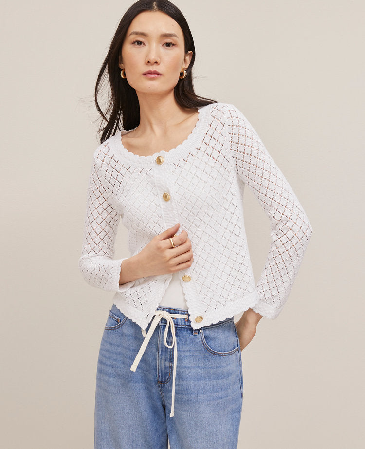 Scalloped Ballet Neck Cardigan