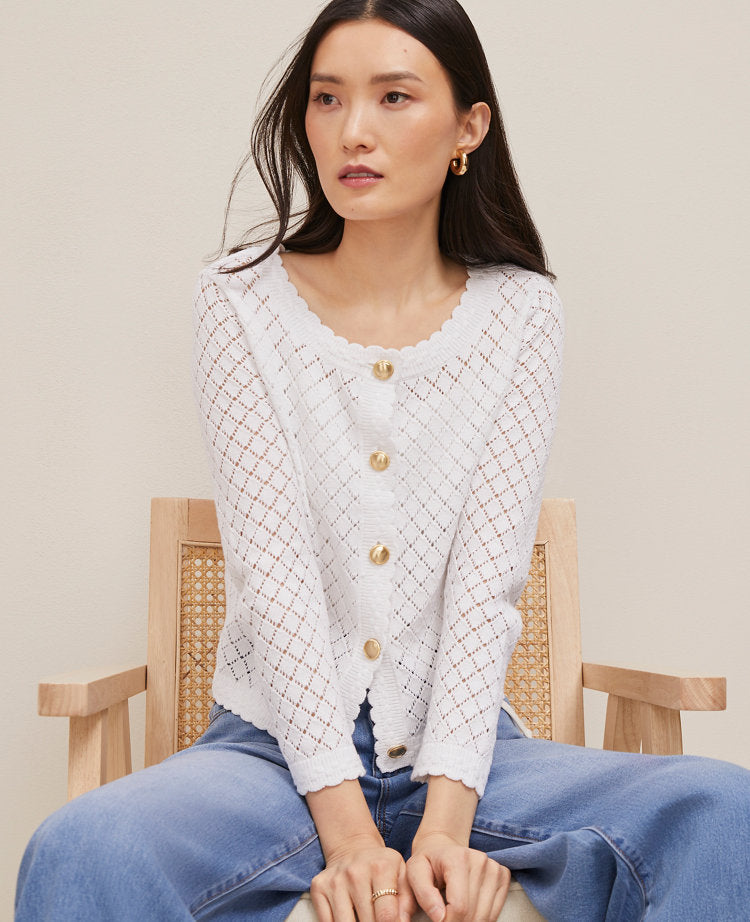 Scalloped Ballet Neck Cardigan