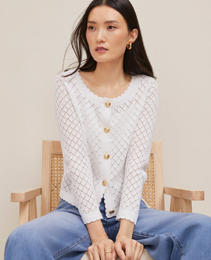 Scalloped Ballet Neck Cardigan