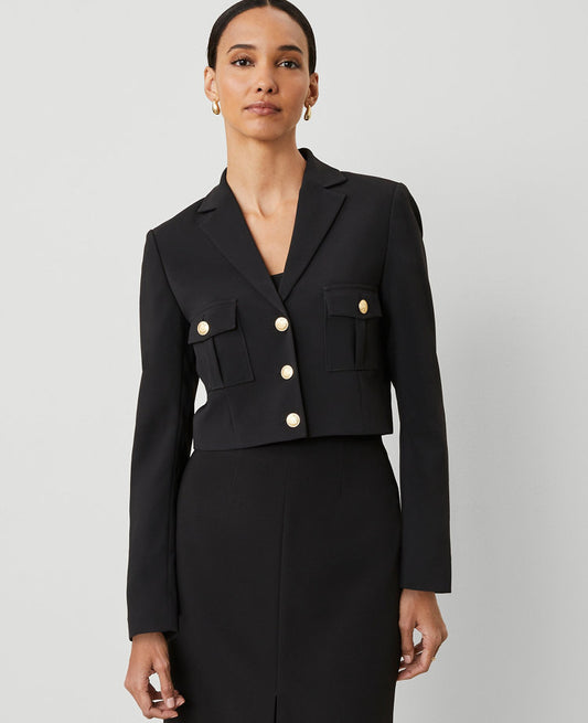 The Petite Military Blazer Jacket in Fluid Crepe
