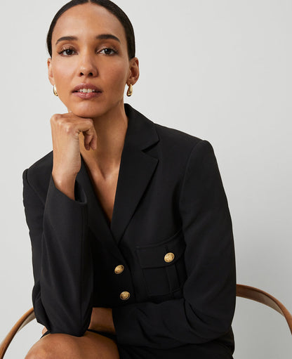The Petite Military Blazer Jacket in Fluid Crepe