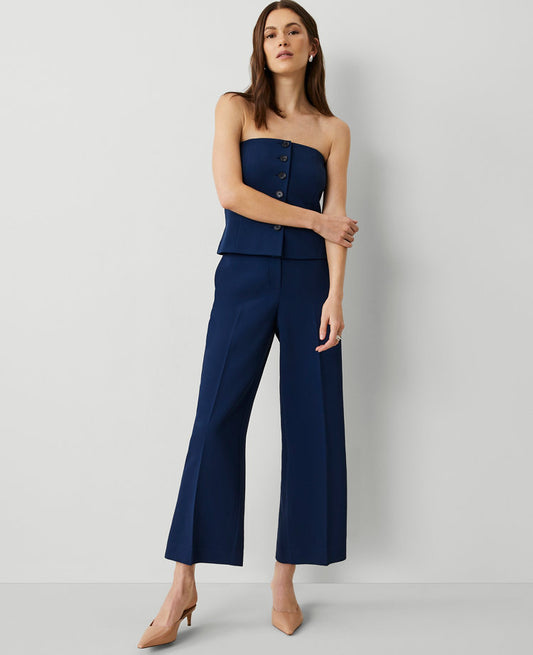 The Petite Wide Leg Crop Pant in Fluid Crepe