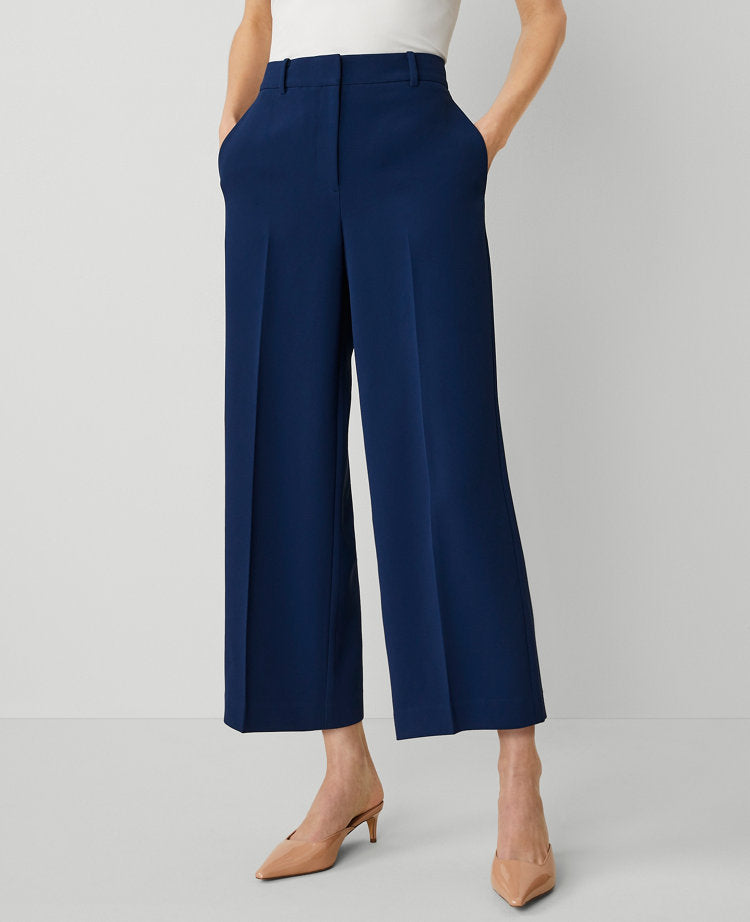 The Petite Wide Leg Crop Pant in Fluid Crepe