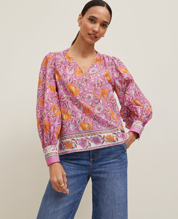 Floral V-Neck Popover