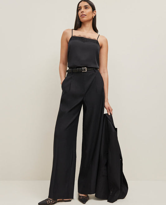 The Petite Wide Leg Pant in Linen Blend