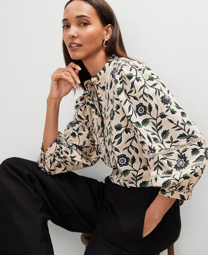 Petite Floral Linen Blend Top