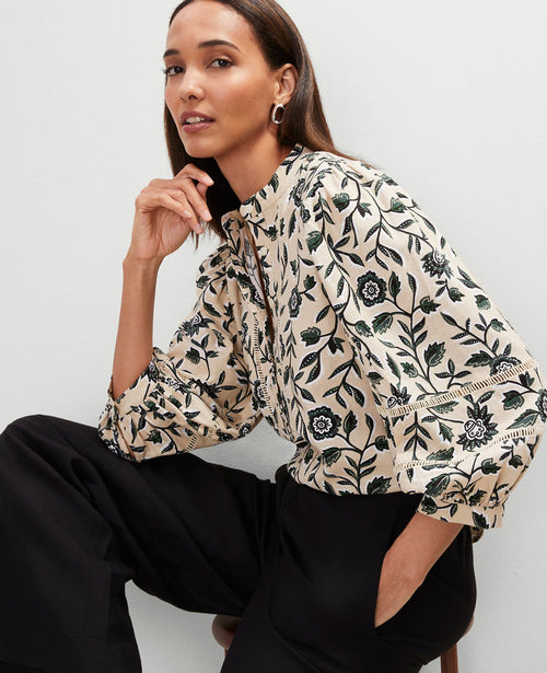 Petite Floral Linen Blend Top