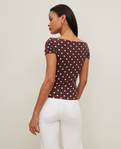 Petite Dotted Crisscross Off-The-Shoulder Top