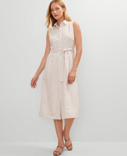 Striped Flare Midi Shirtdress