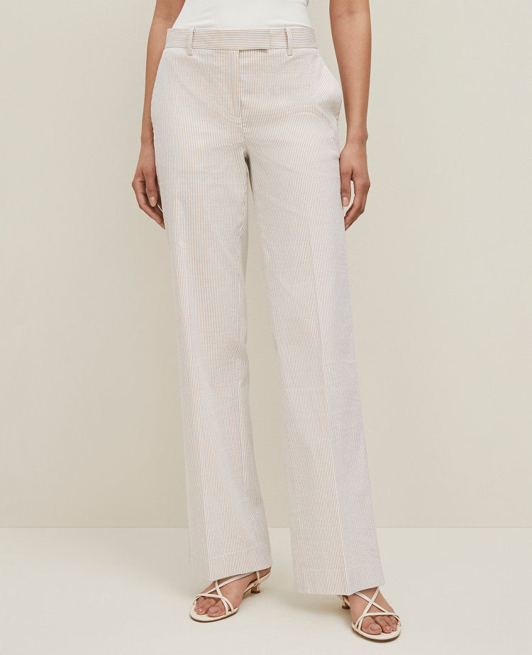 The Straight Trouser Pant in Striped Seersucker — Curvy Fit