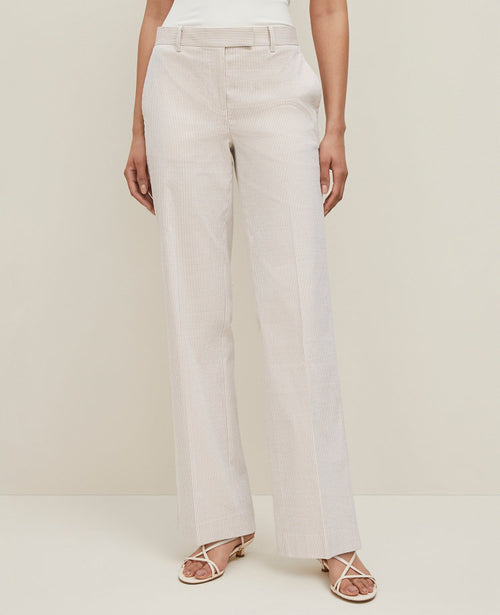 The Straight Trouser Pant in Striped Seersucker — Curvy Fit