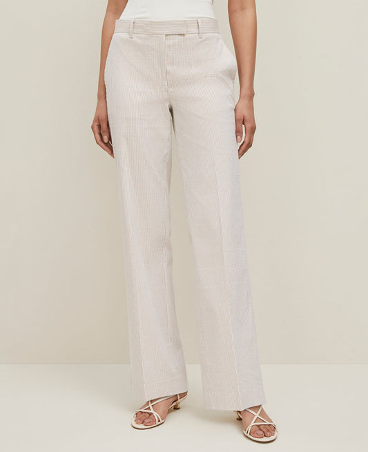 The Straight Trouser Pant in Striped Seersucker — Curvy Fit