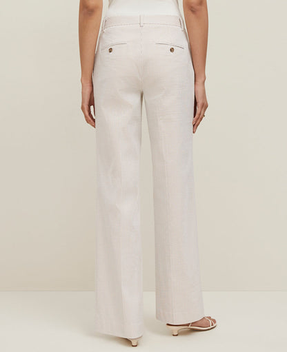 The Straight Trouser Pant in Striped Seersucker — Curvy Fit